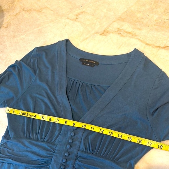 BCBG Saria Slate Blue/Gray Layered V-Neck Top w/ Buttons, Size Large - Picture 4 of 9